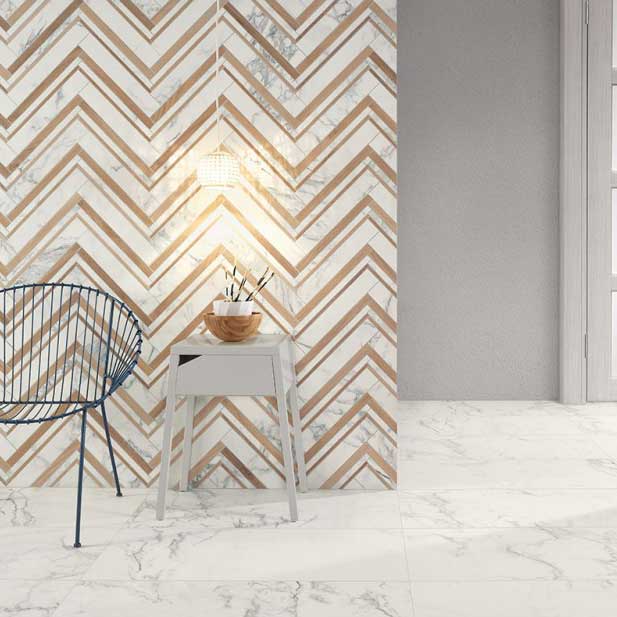 Klinker Coem Ceramiche Marmor B. Carrara Matt Hvit 30x60 cm