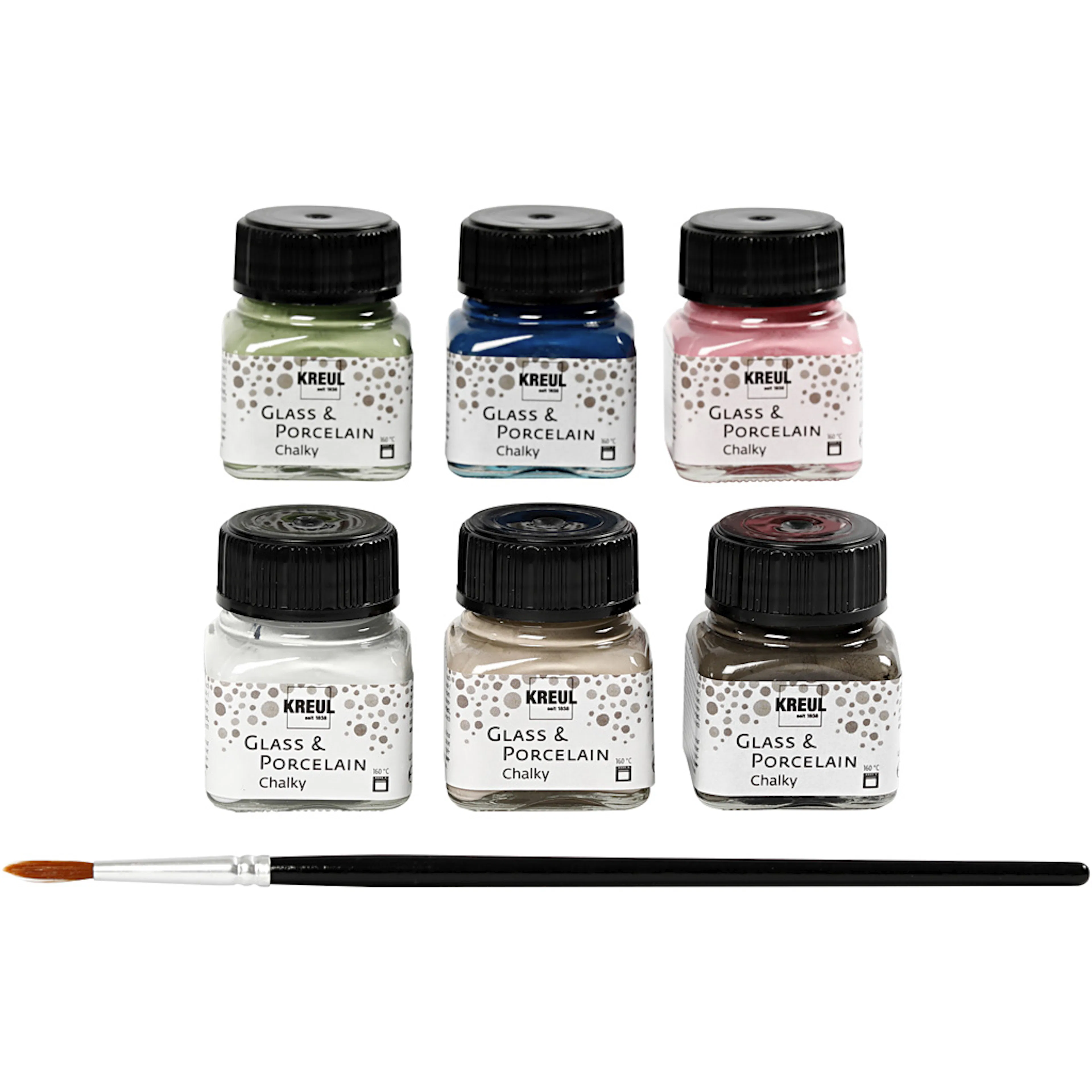 Glass- og porselensmaling Creativ Company Ass Chalky Farger 6x20 ml/1 Pk