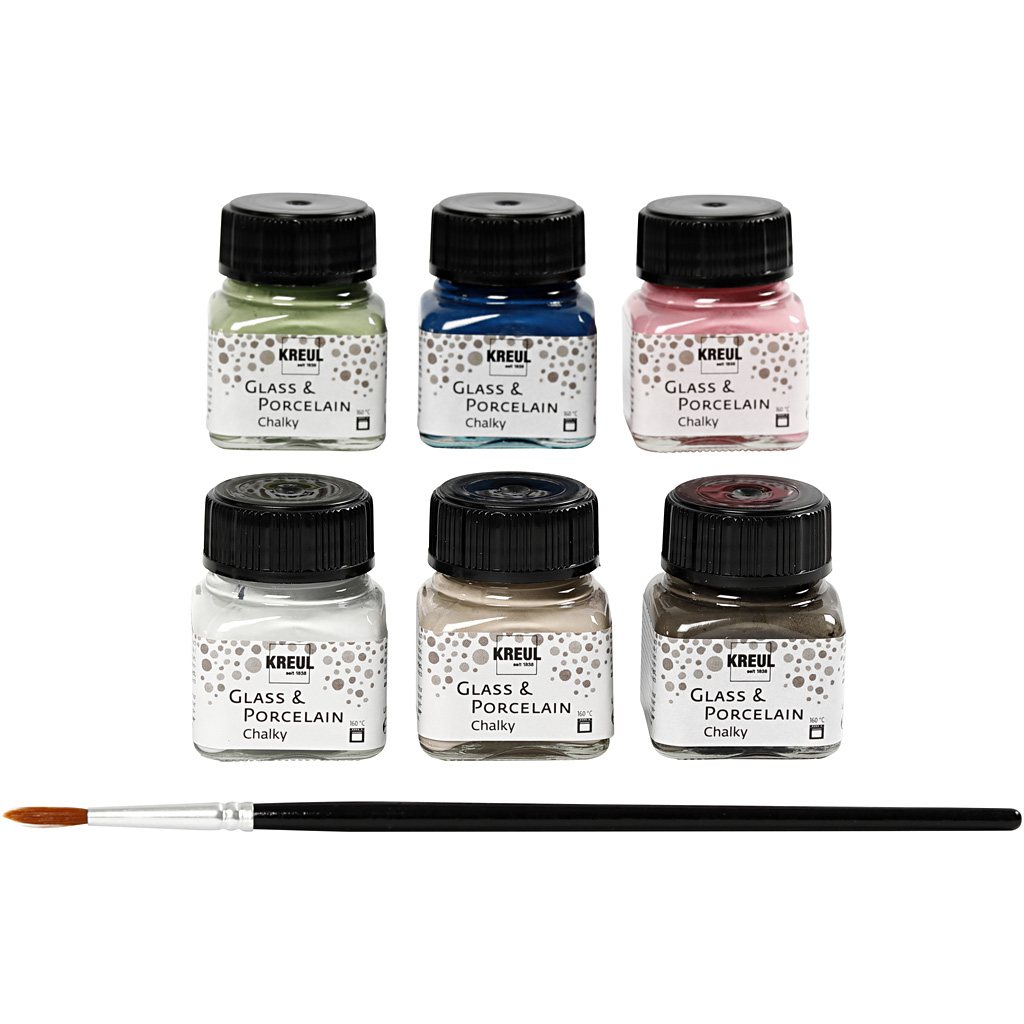 Glass- og porselensmaling Creativ Company Ass Chalky Farger 6x20 ml/1 Pk