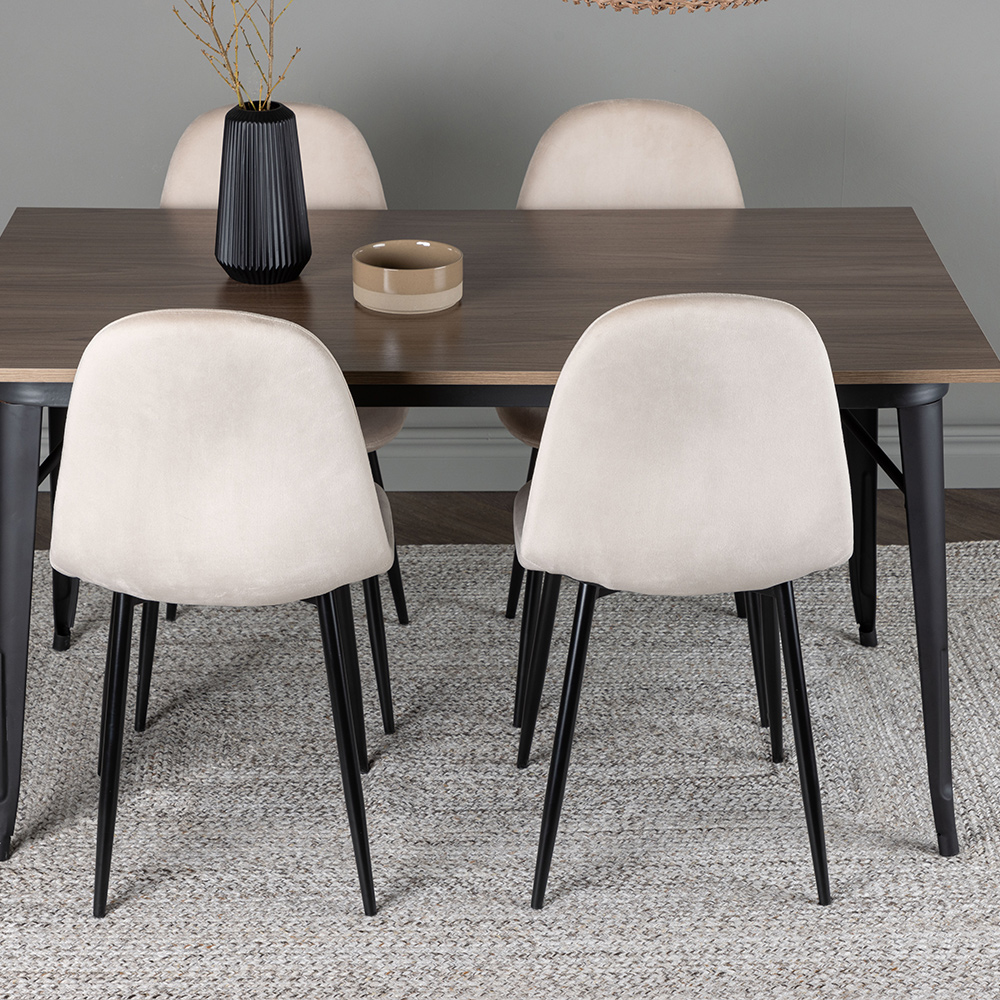 Spisegruppe Venture Home Tempe 140 cm med 4 Polar Stoler Fløyel