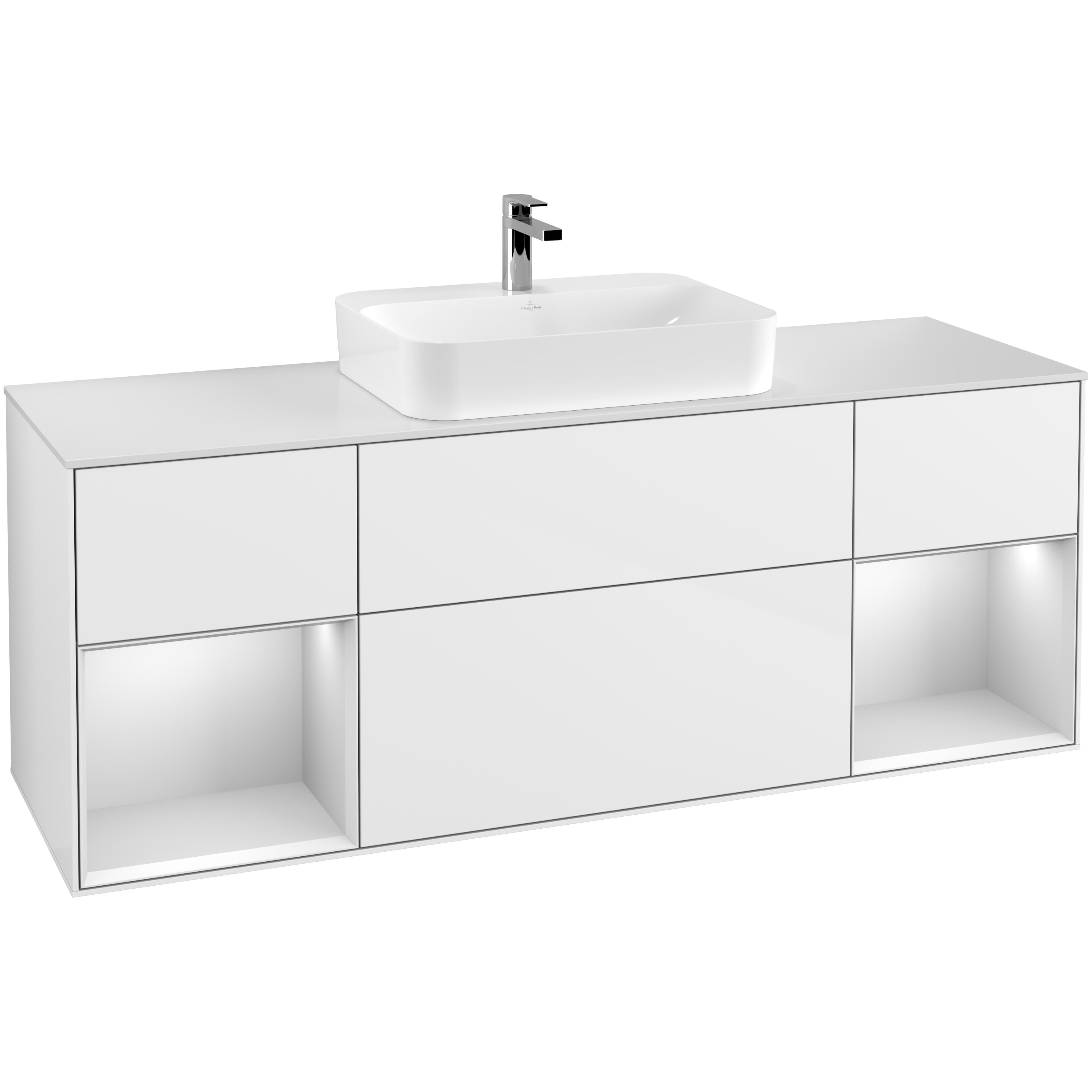 Tvättställsskåp Villeroy & Boch Finion med Två Hyllor och Bänkskiva för Ytmonterat Tvättställ