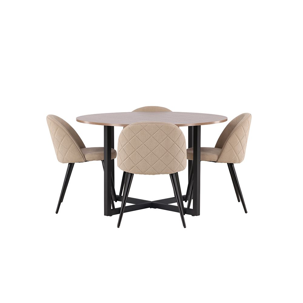 Spisegruppe Venture Home Durango Ø 120 cm med 4 Velvet Stoler