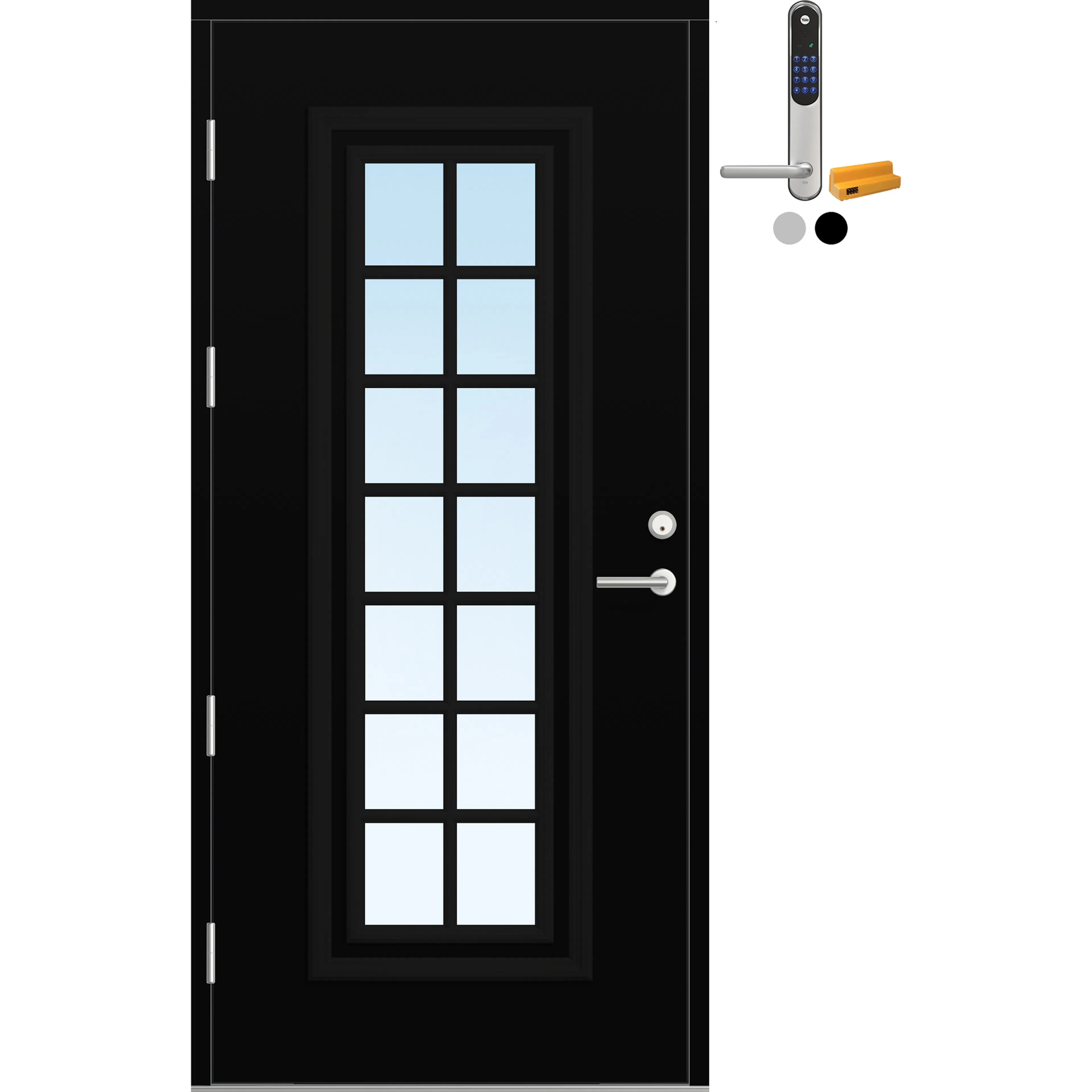 Ytterdør Bygg1 Fjord 06 Klarglass med Yale Doorman Classic Home