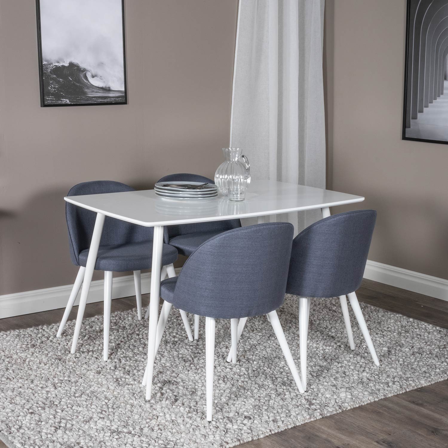 Spisegruppe Venture Home Pobbie med 4 Valentina Stoler Polyester