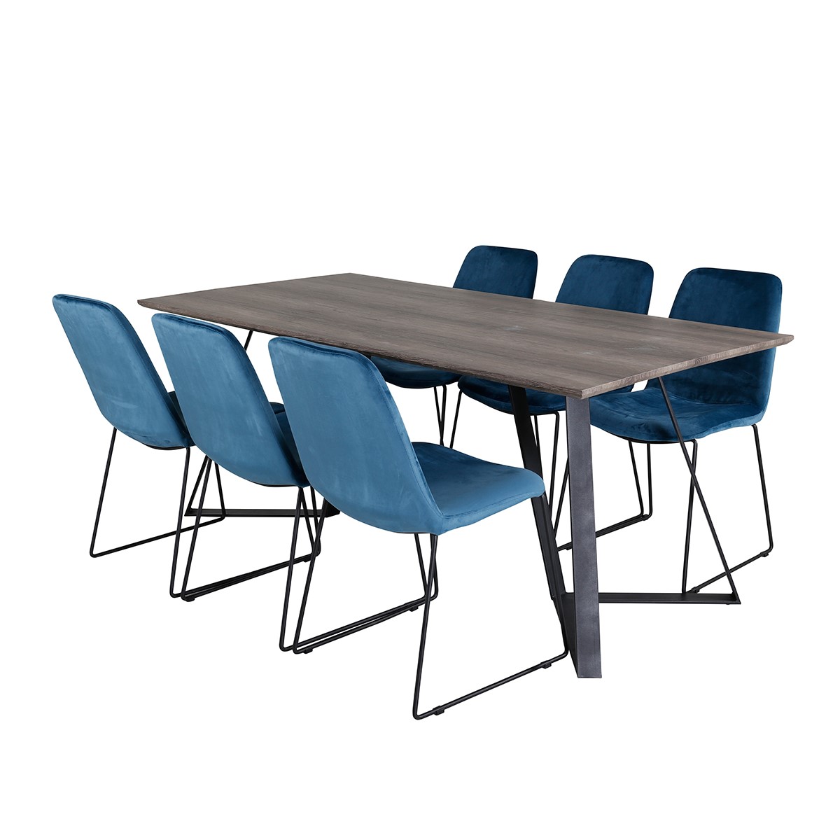 Spisegruppe Venture Home Madde med 6 Muscot Stoler Fløyel