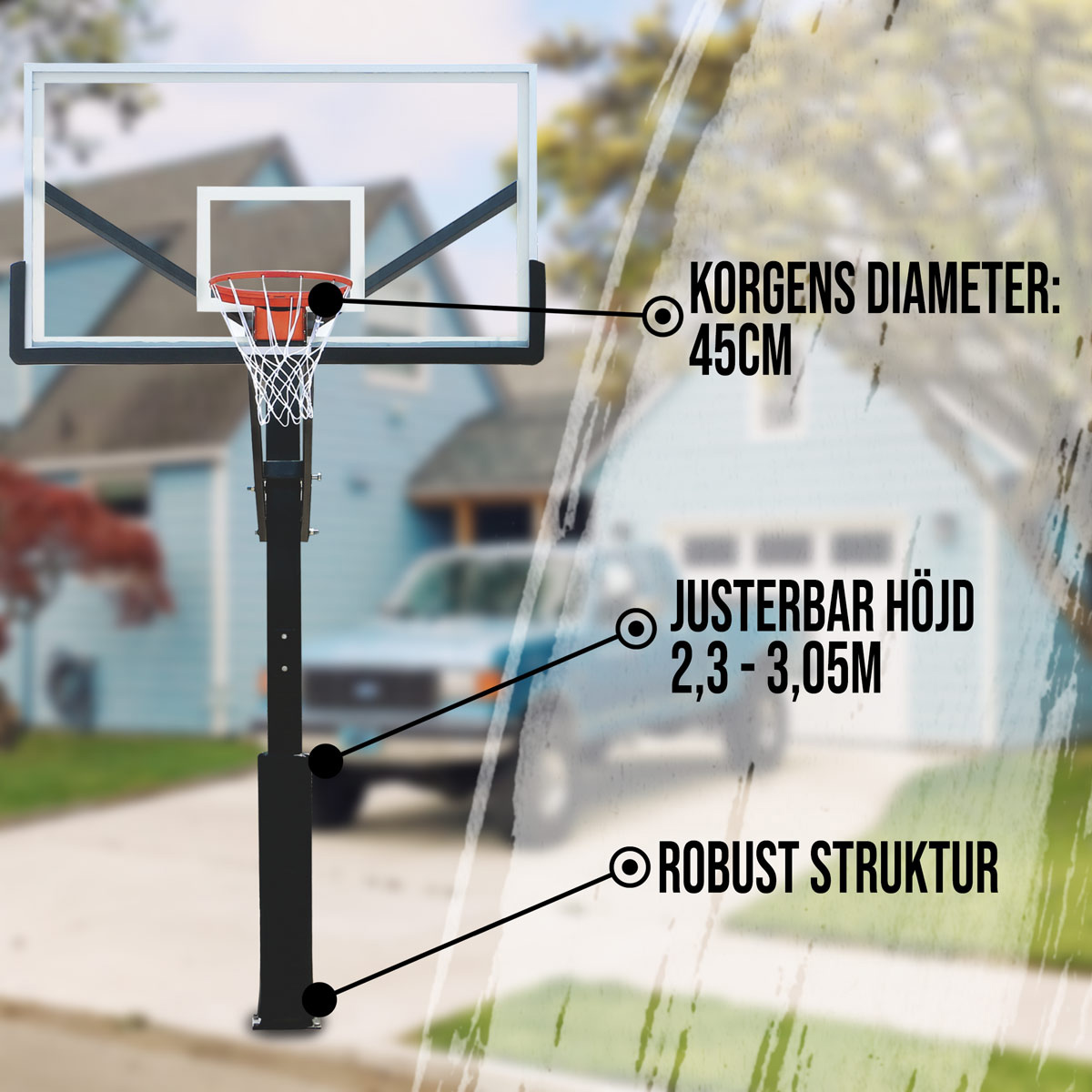 Basketballstativ ProSport In-Ground 2,3-3,05m
