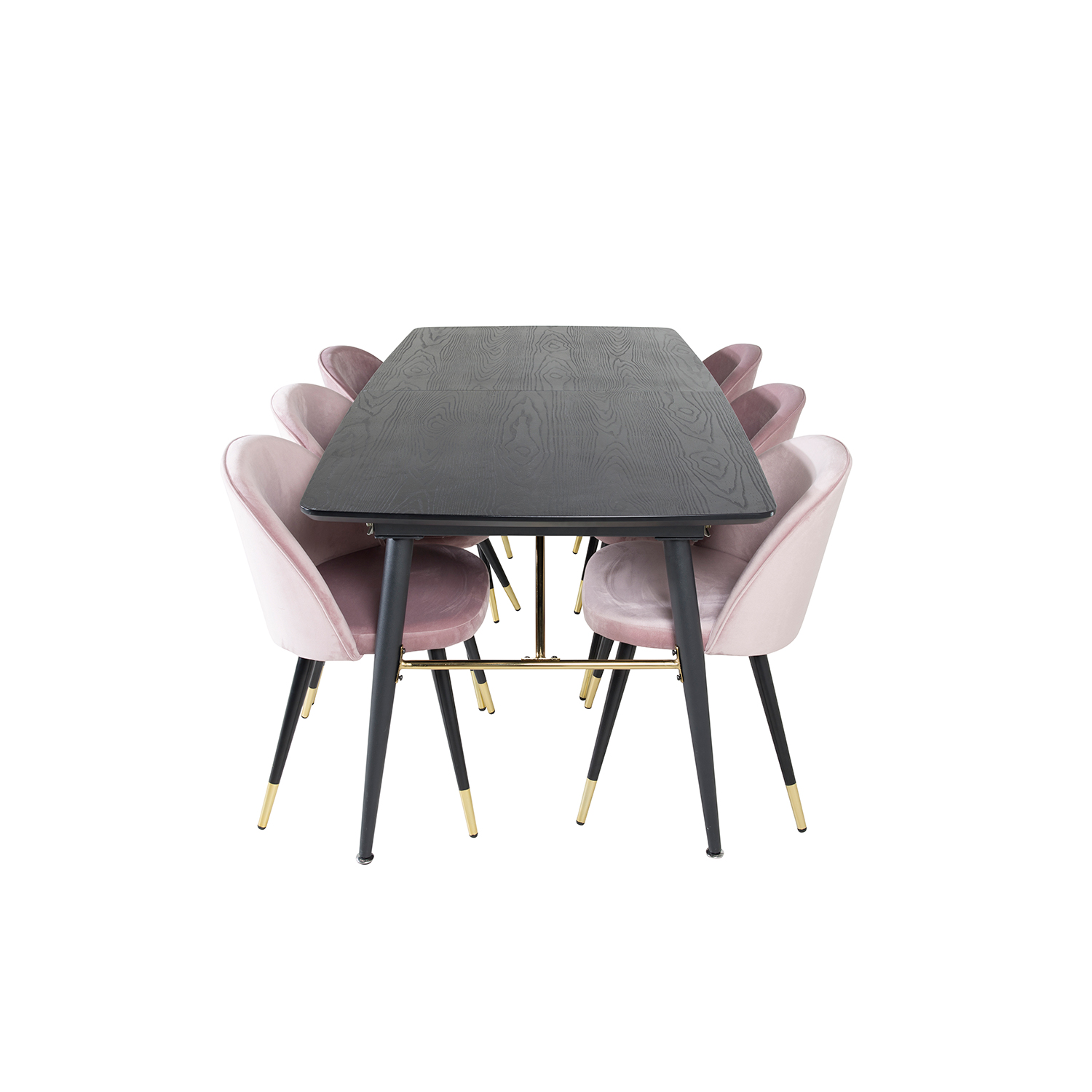 Spisegruppe Venture Home Gold med 6 Velvet Stoler