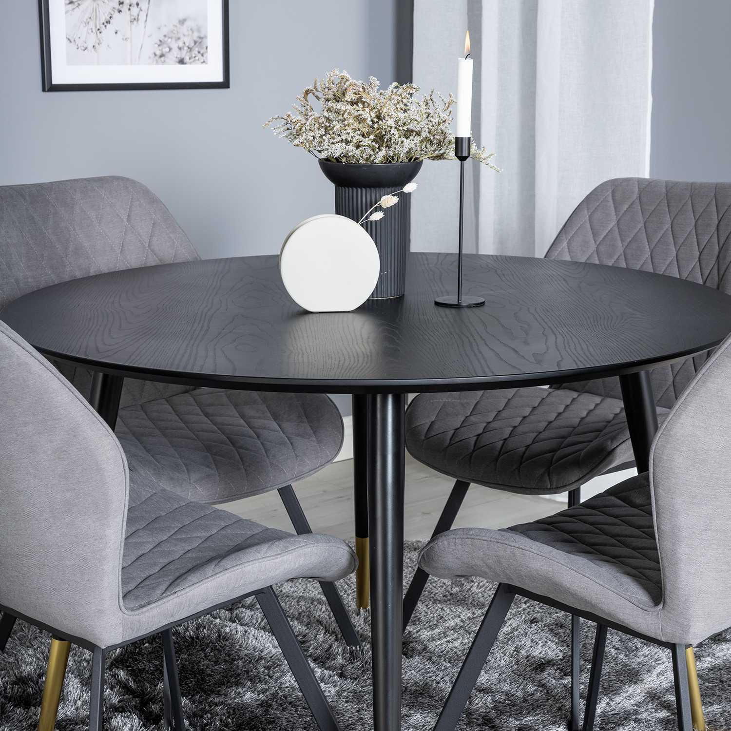 Spisegruppe Venture Home Dipp Ø115 cm med 4 Gemma Stoler