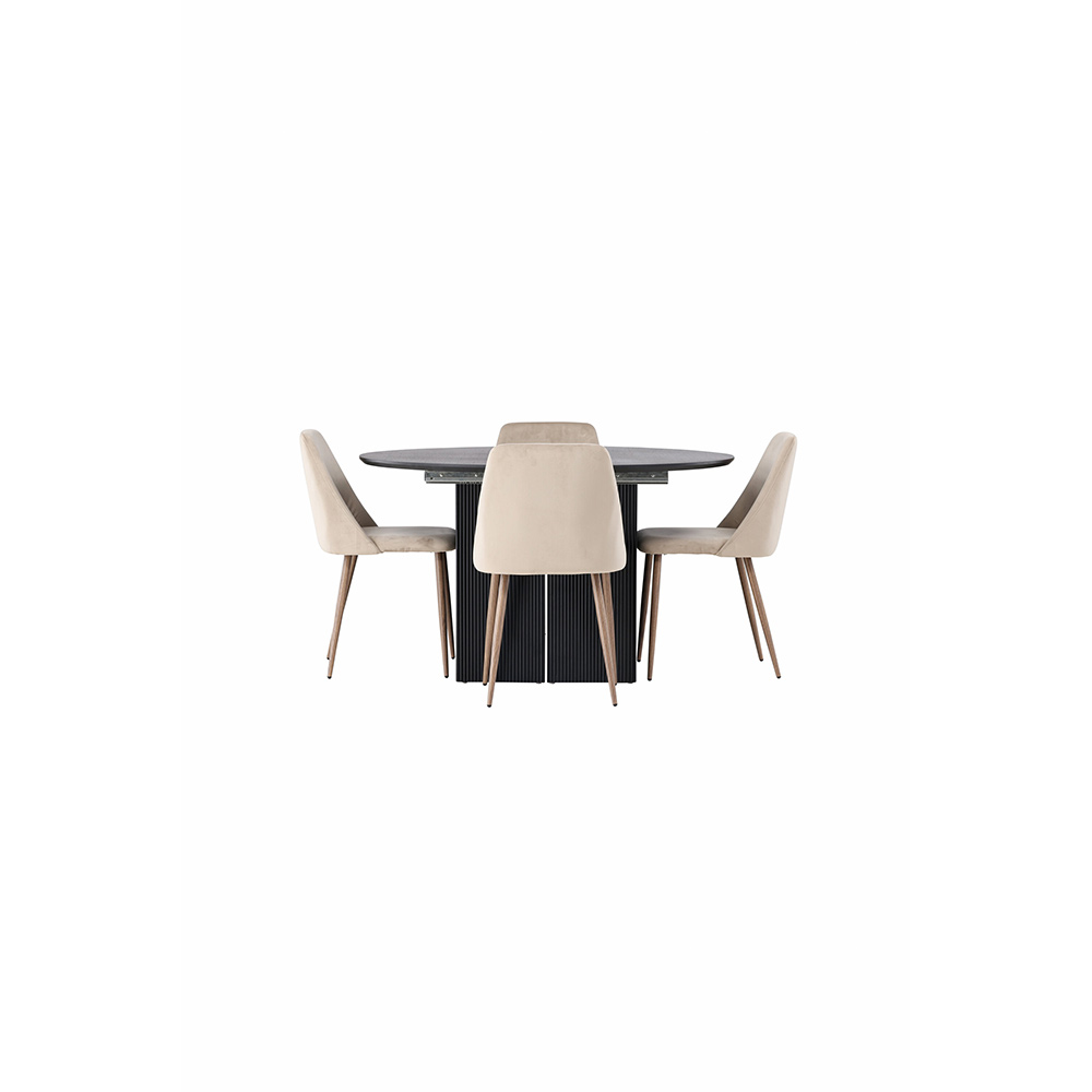 Spisegruppe Venture Home Matilda med 4 Night Fløyel Stoler