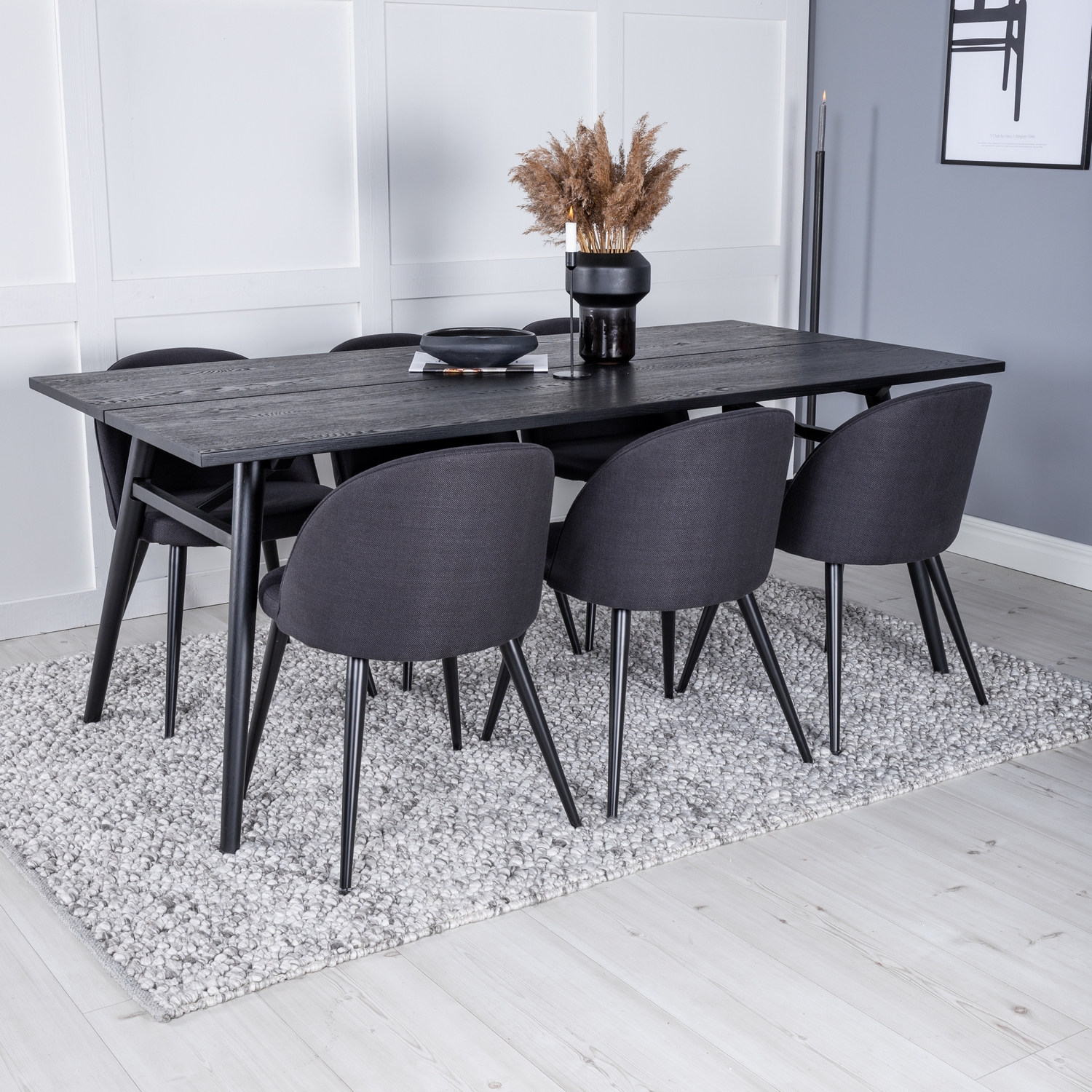 Sleek Extentiontable Black Brushed -VelvetChiar-- Black _6 Sort