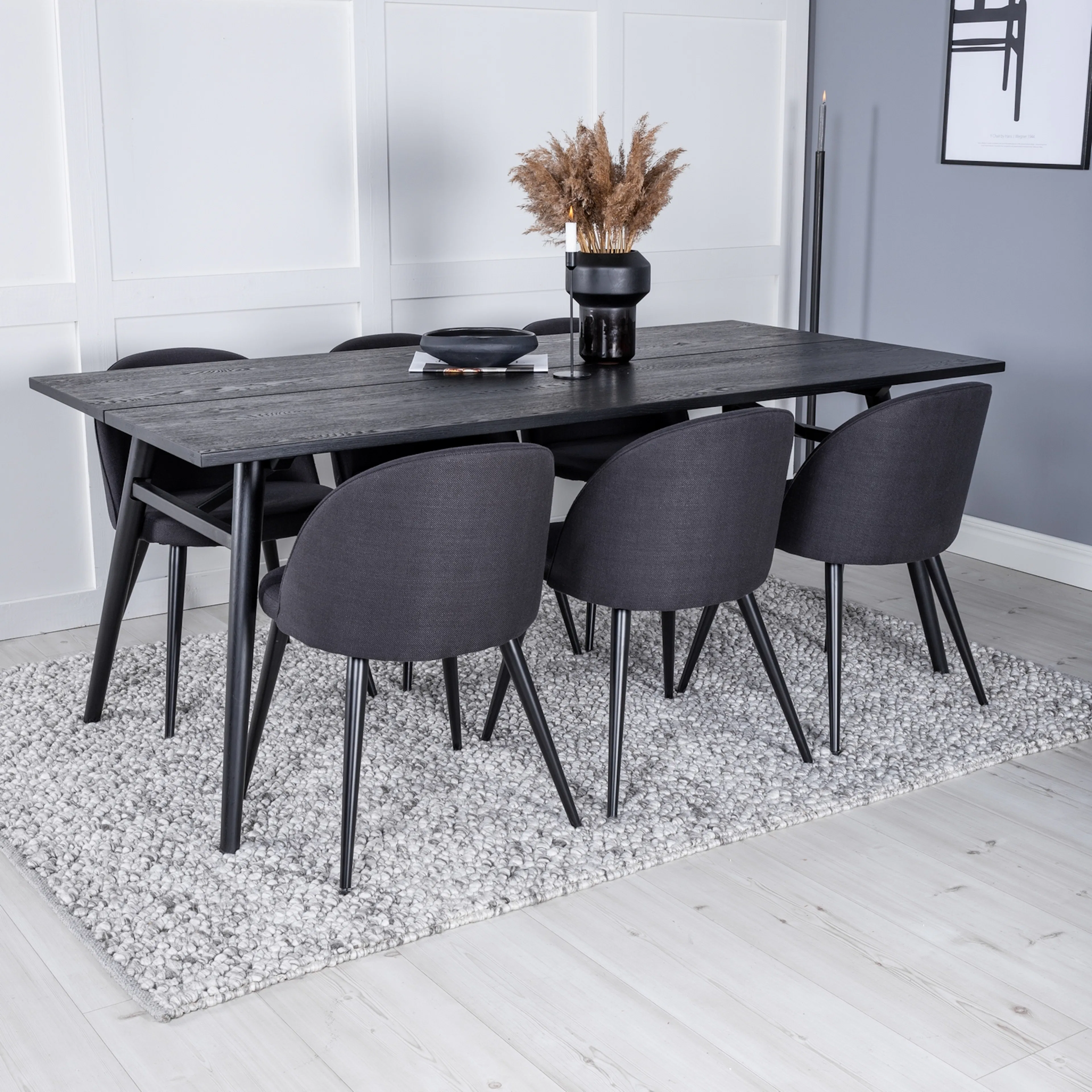 Sleek Extentiontable Black Brushed -VelvetChiar-- Black _6 Sort