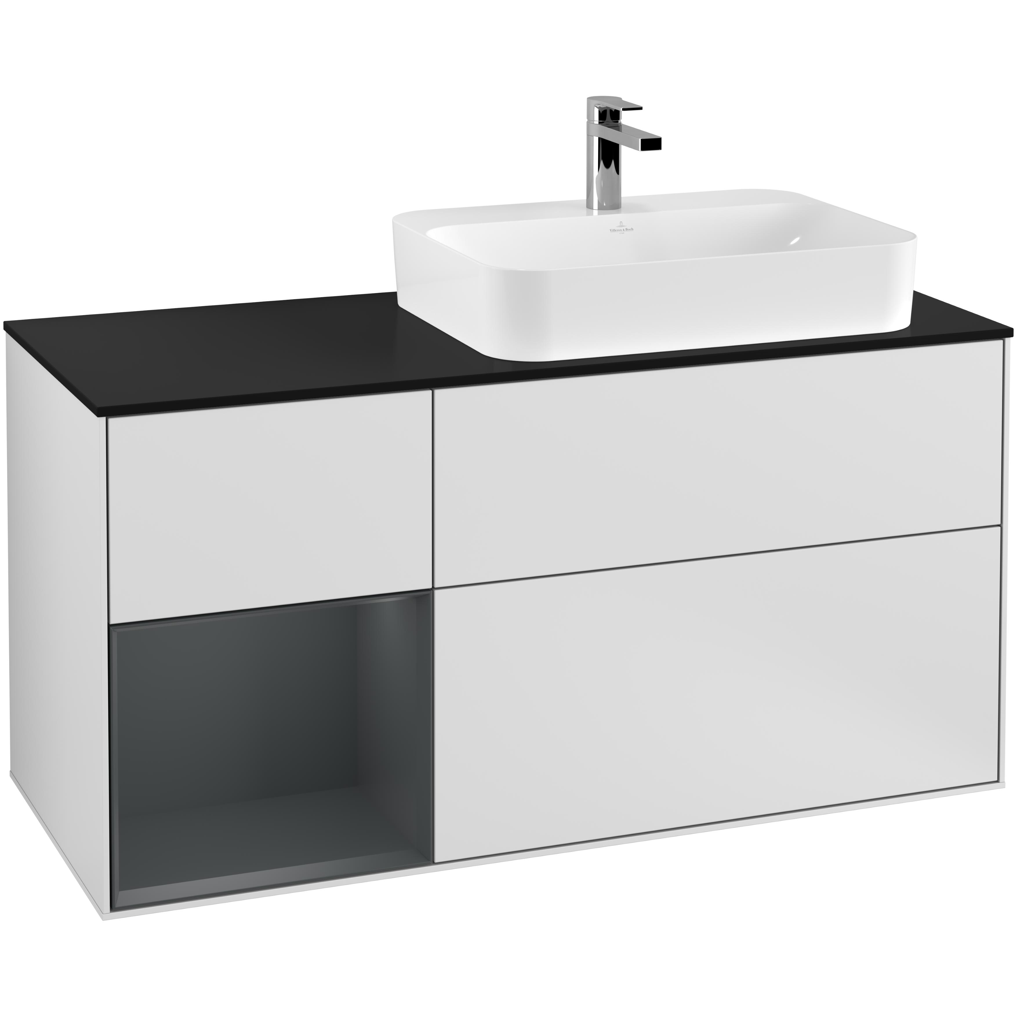 Tvättställsskåp Villeroy & Boch Finion med 3 Lådor Hylla och Bänkskiva för Ocentrerat Ytmonterat Tvättställ | badrum - badrumsmobler - tvattstallsskap-och-kommod | KakelKungen