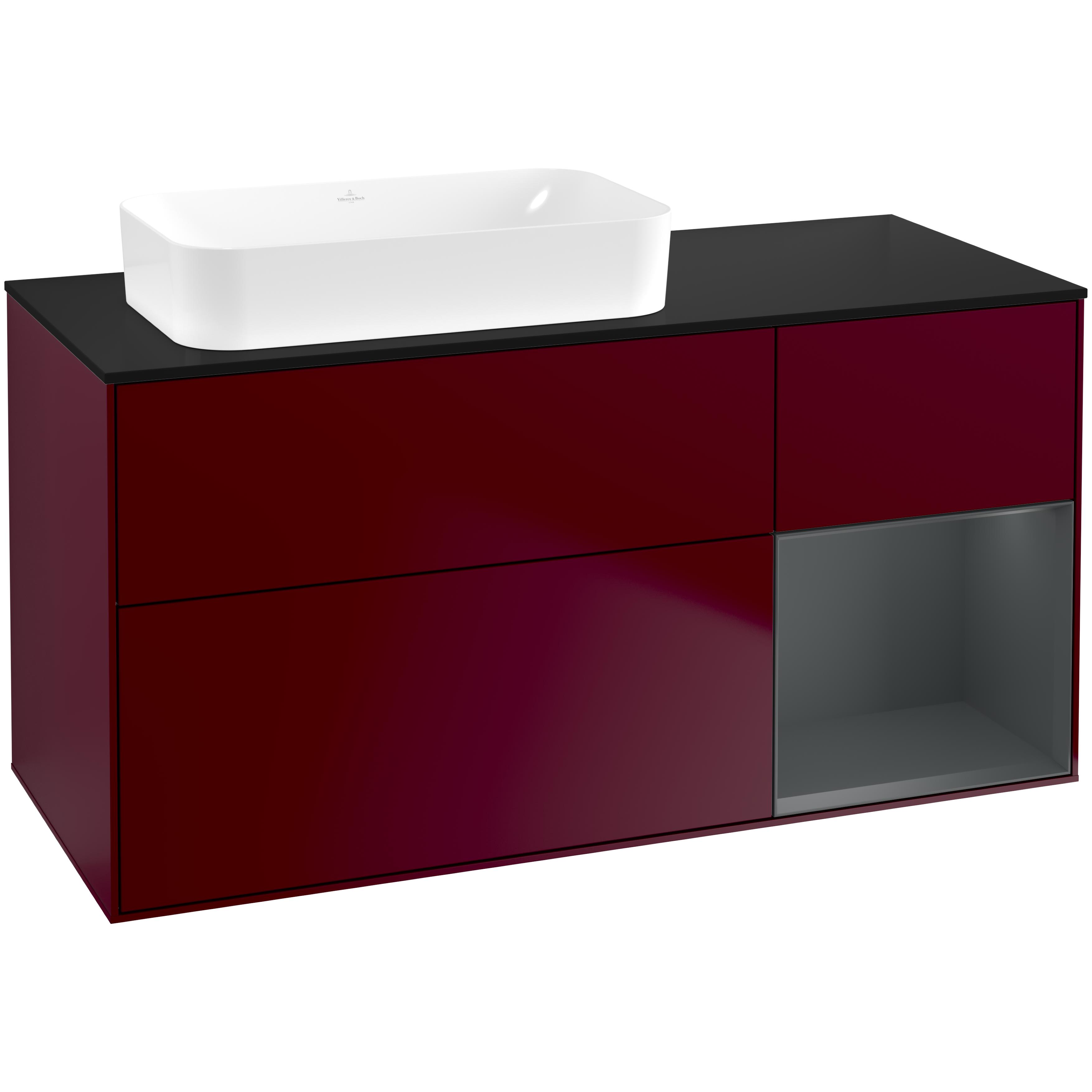 Tvättställsskåp Villeroy & Boch Finion med 3 Lådor Hylla och Bänkskiva för Ocentrerat Fristående Tvättställ
