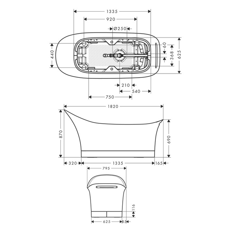 Badekar Axor Urquiola 1800 mm