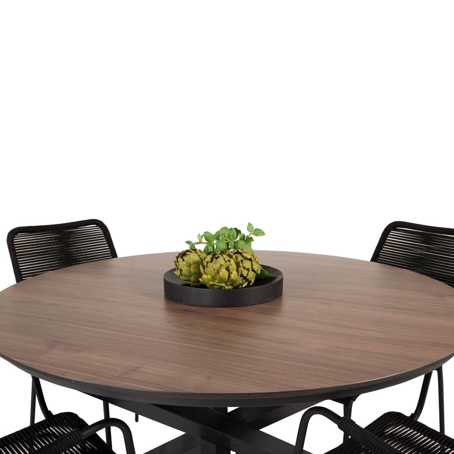 Llama Round Dining Table 120 - Black Alu / Brown HPL+Lindos Tre/Sort