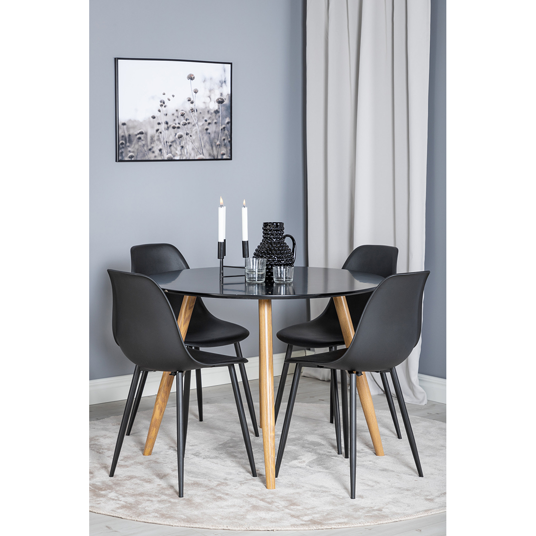Spisegruppe Venture Home Polar Ø100 cm med 4st Plaza Spisestoler
