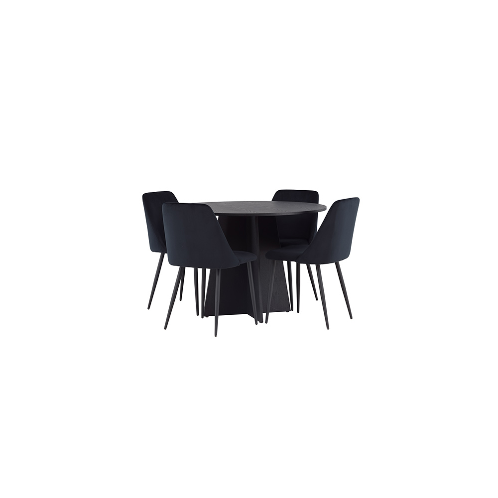 Spisegruppe Venture Home Bootcut Ø110 cm med 4 stk Night Stoler