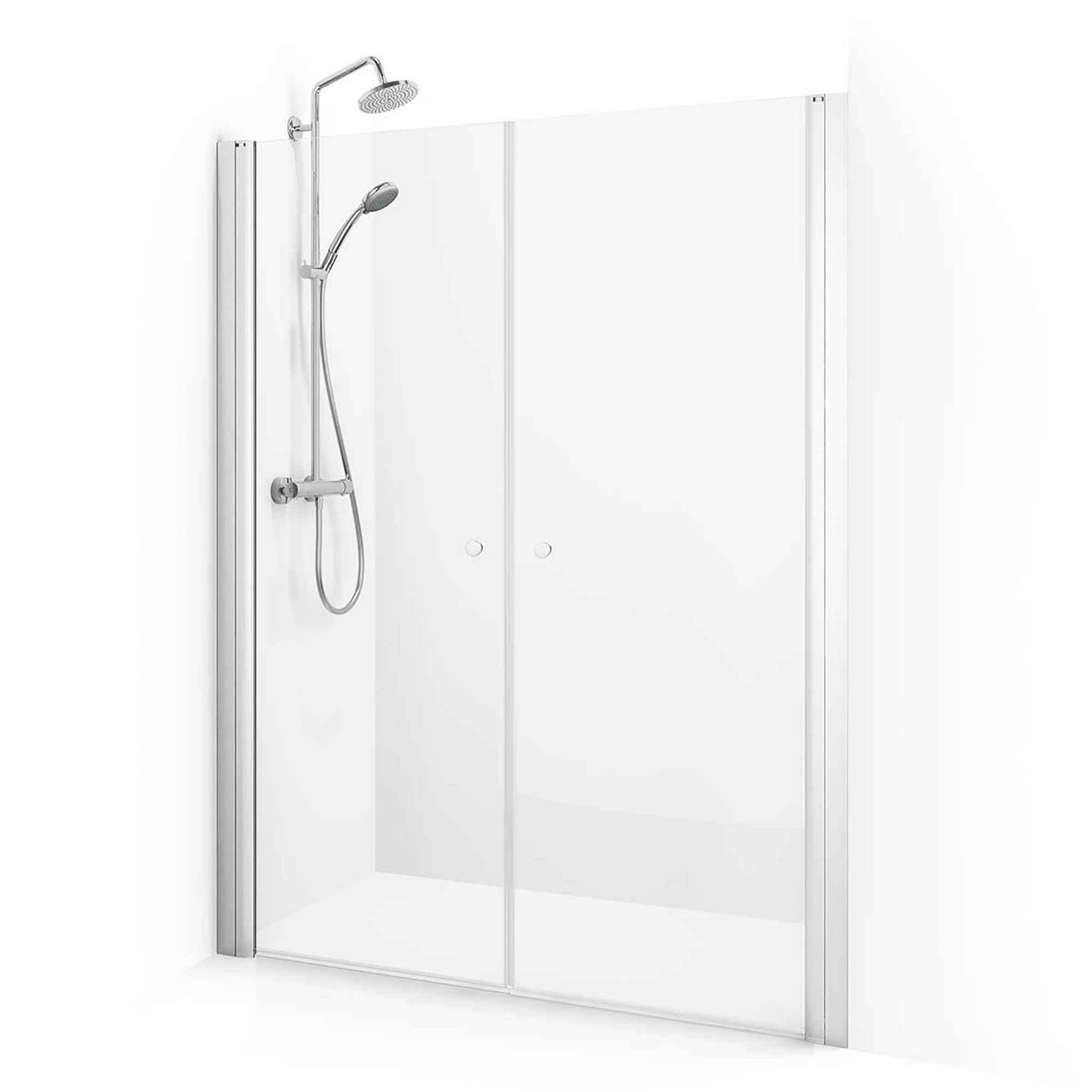 Spirit Saloon 1765-1800 G M Kl 1765-1800x1970 mm, Matt Aluminium, Klart Glass med Hullgrep