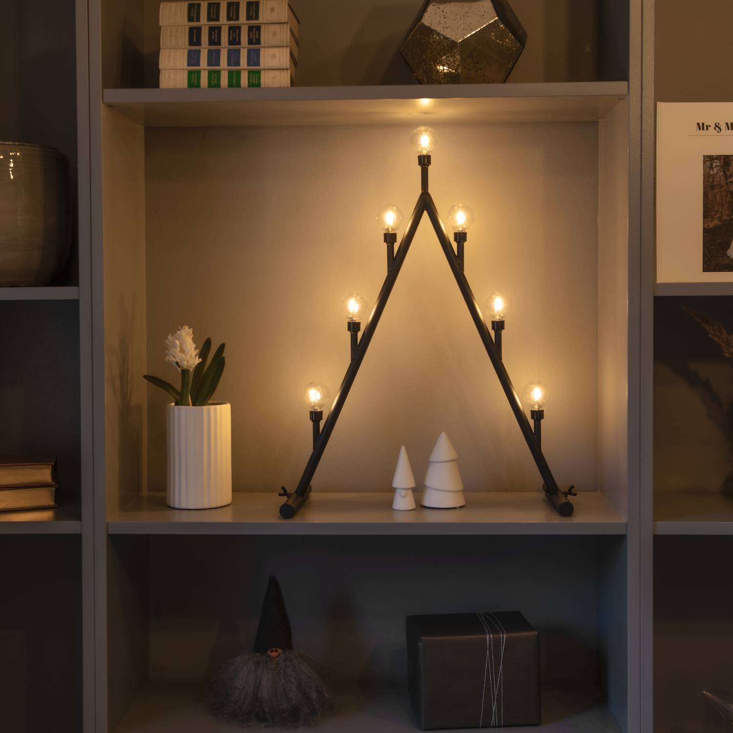Adventstake Gnosjö Konstsmide 7 Lys LED Sort