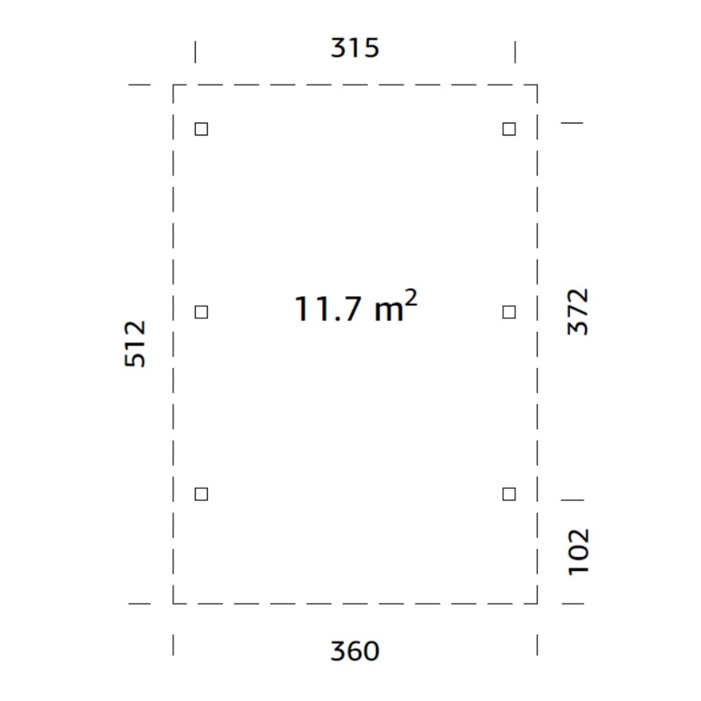 Carport Karl 11,7 m2 Ubehandlet tre