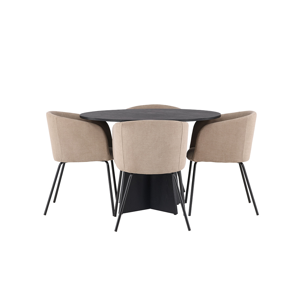 Spisegruppe Venture Home Bootcut Ø110 cm med 4 Berit Stoler