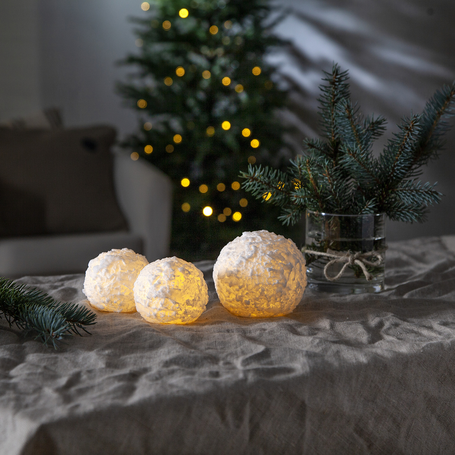 Blokklys Star Trading Snowball LED Batterilys