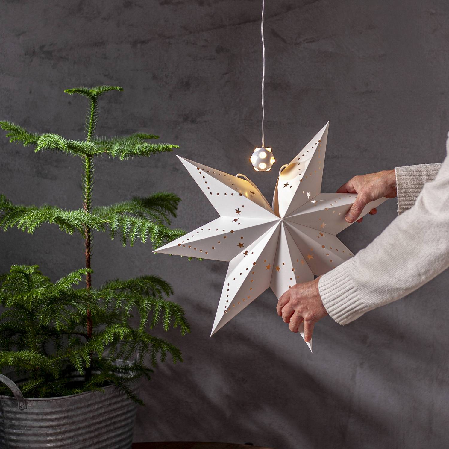 Hengende Lampe Star Trading Lighty Batteridrevet Lyskilde til Adventstjerne