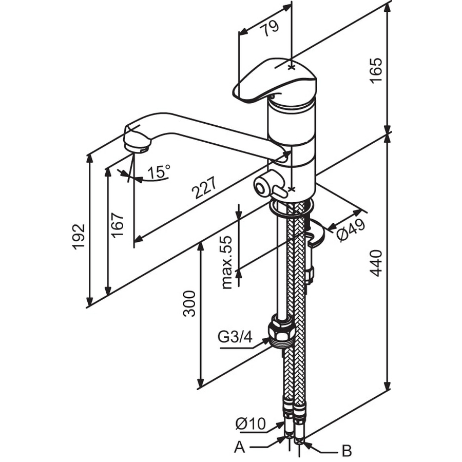 Kjøkkenbatteri Damixa Space m/Avstengning