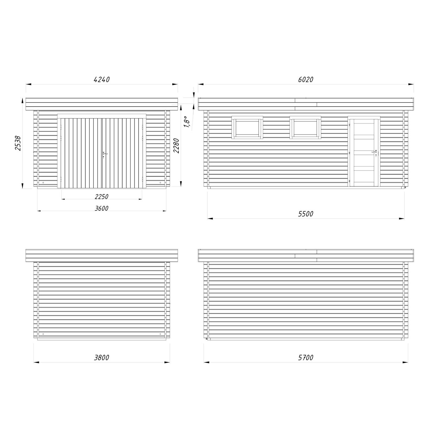 Garasje Palmako Rasmus 19 m2 med Dobbel Treport