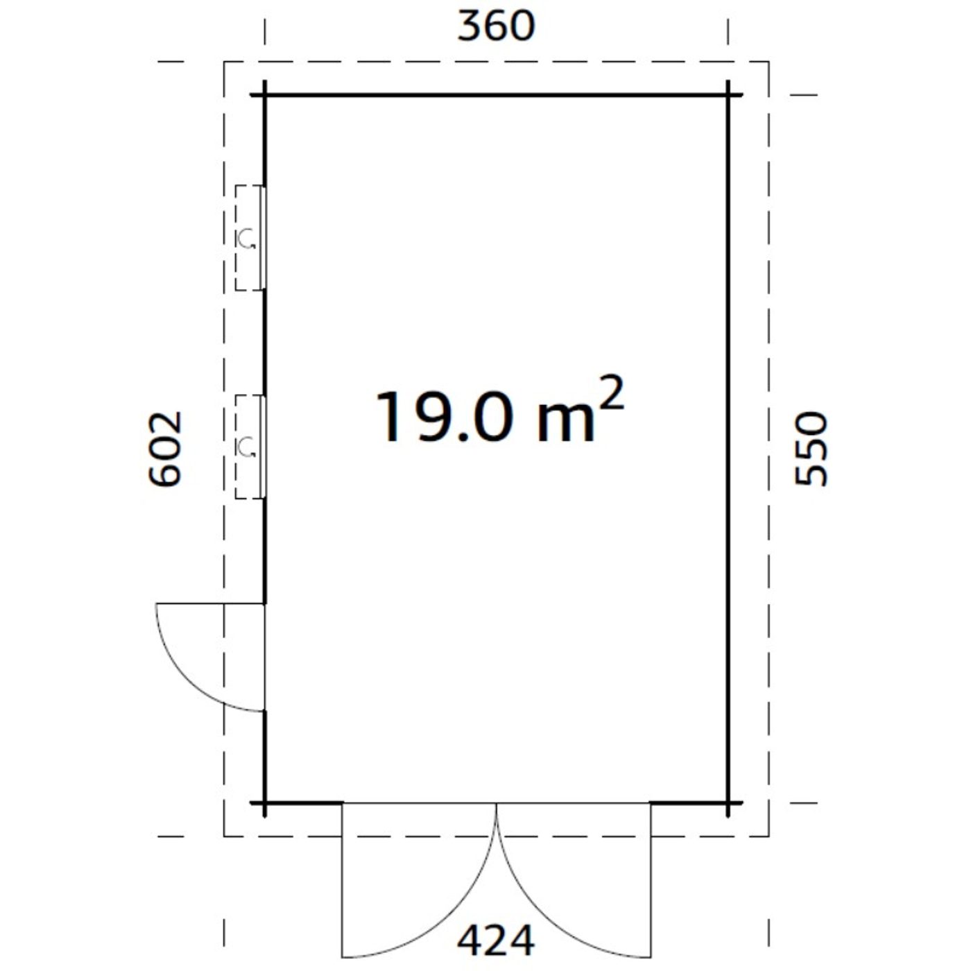 Garasje Palmako Rasmus 19 m2 med Dobbel Treport