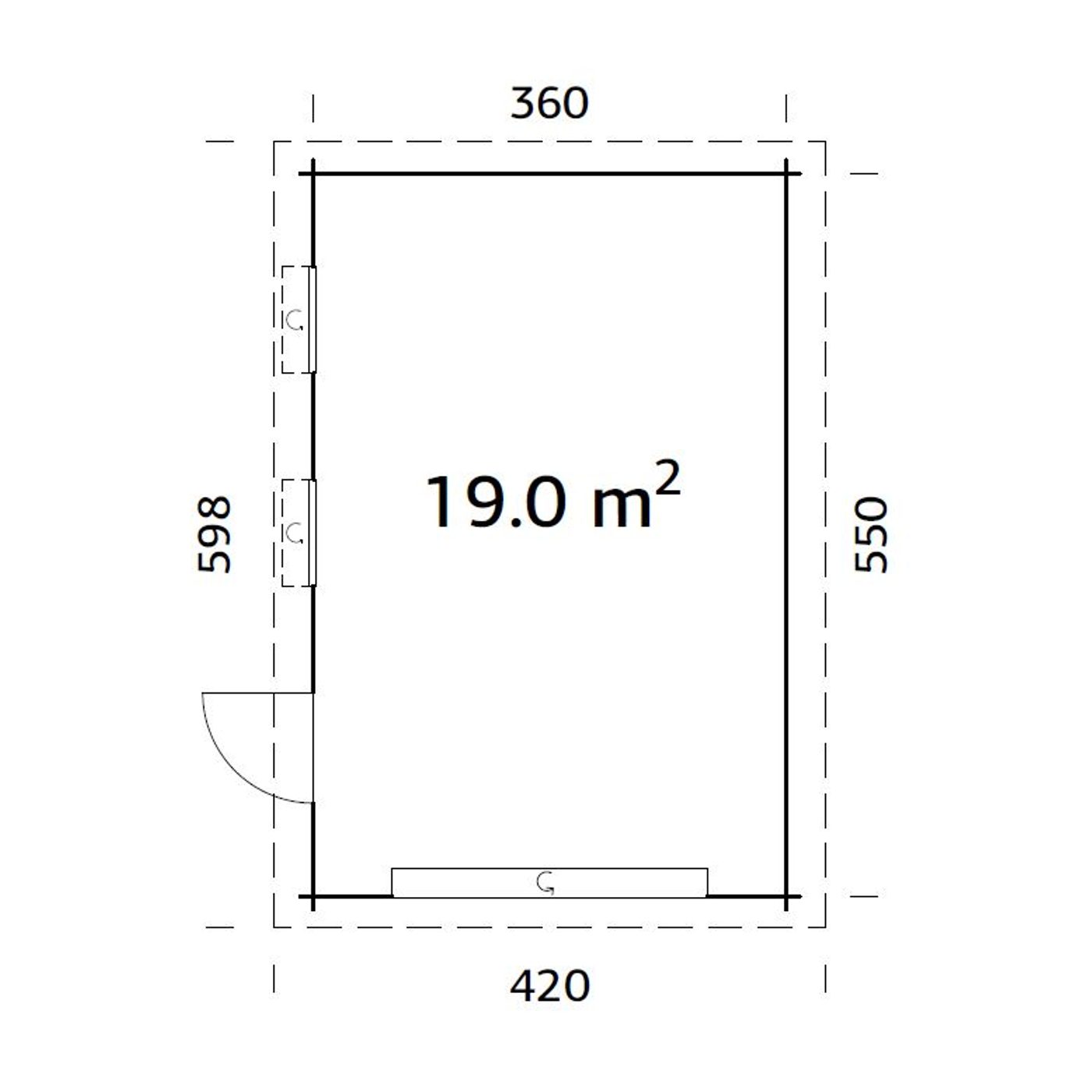 Garasje Palmako Rasmus 19 m2 med Leddport