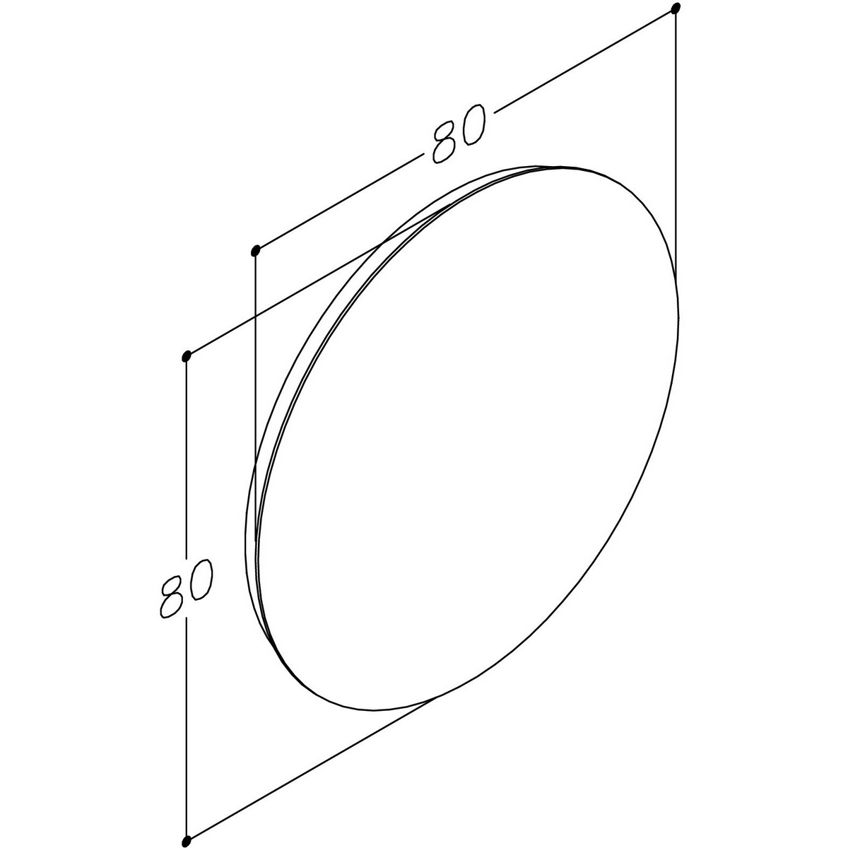 Speil Korsbakken Grace Rundt med LED-lys