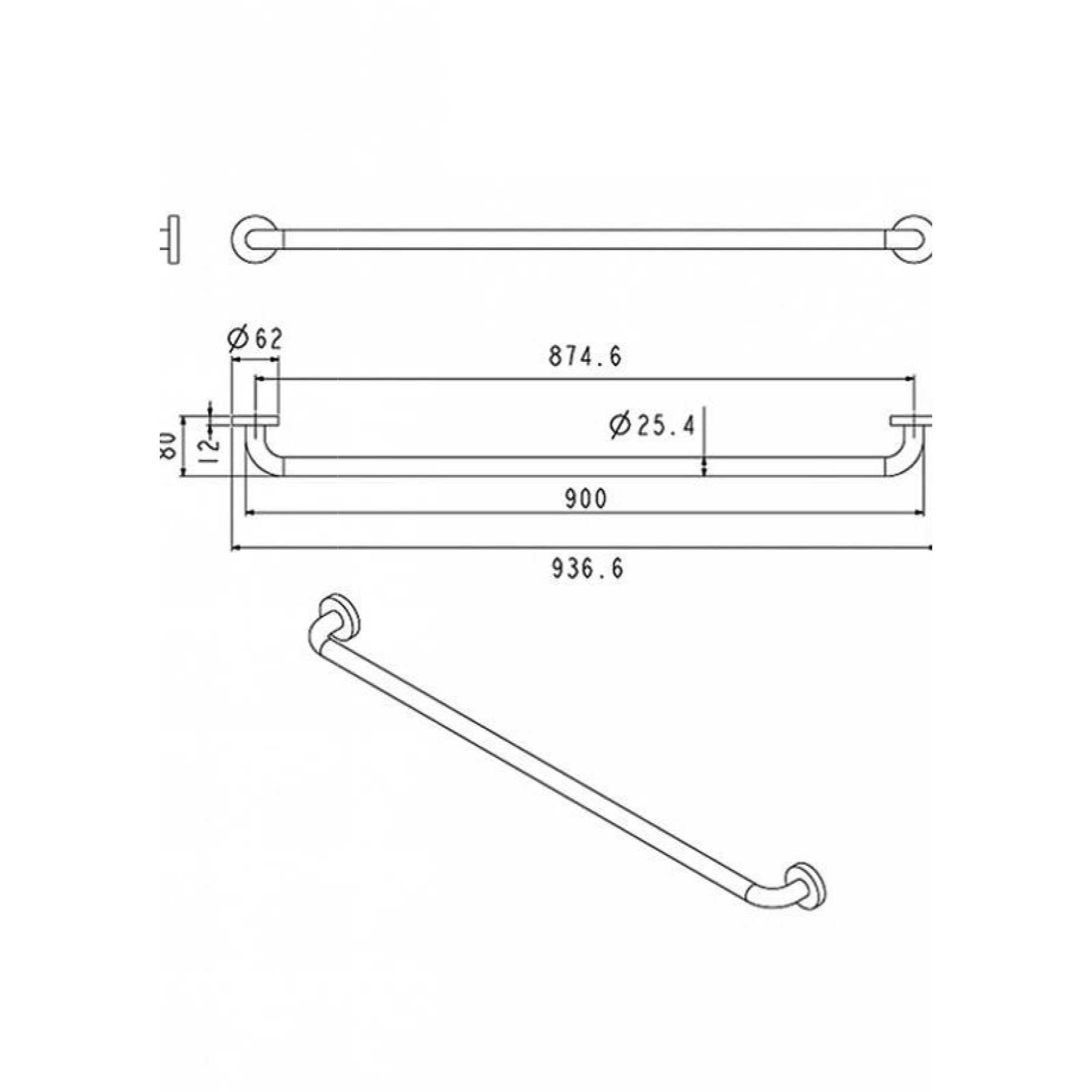 Stödhandtag Strand Stainless GRABBA Rakt