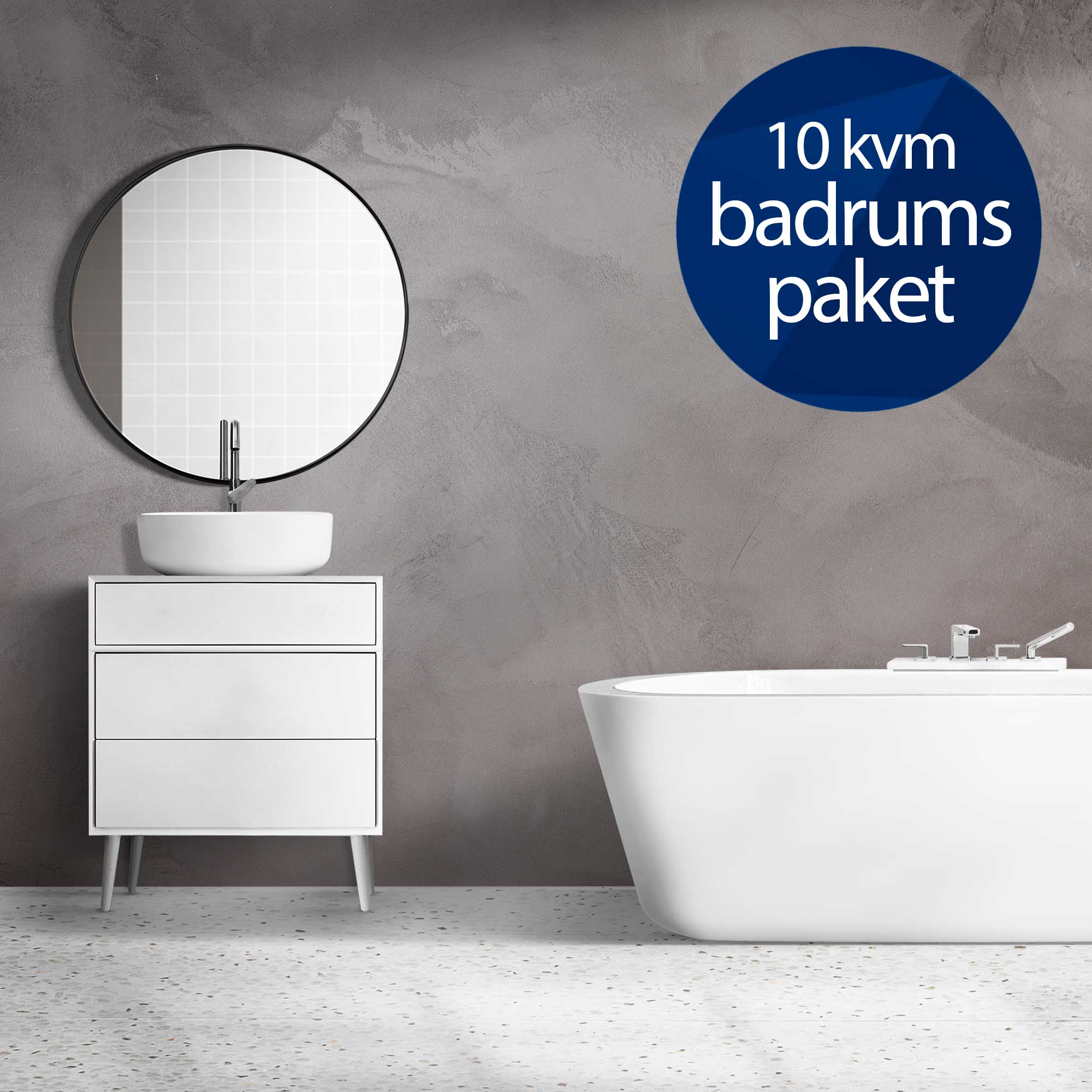 Microcement Konkral Badrumspaket 10 kvm Färg: Elegance Mellangrå