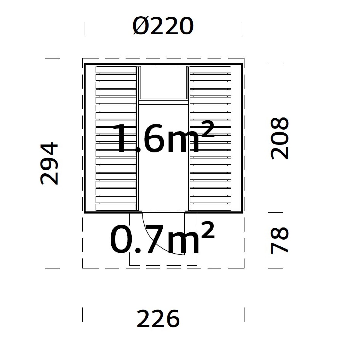 Badstuhus Palmako Anita 1,6 + 0,7 m2