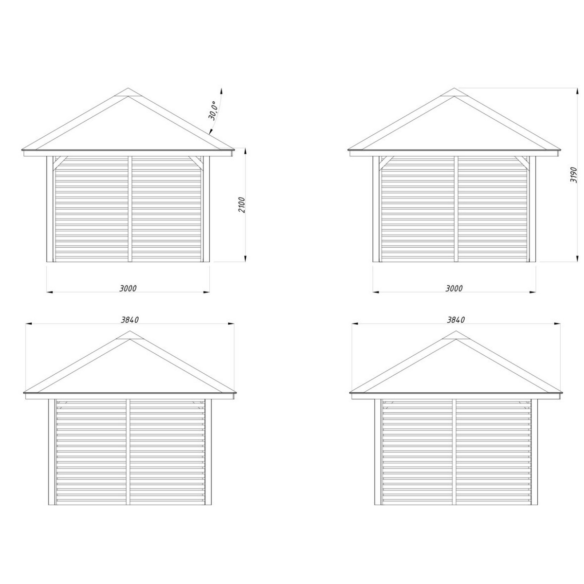 Paviljong Palmako Bianca 8,3 m2 Sett 102