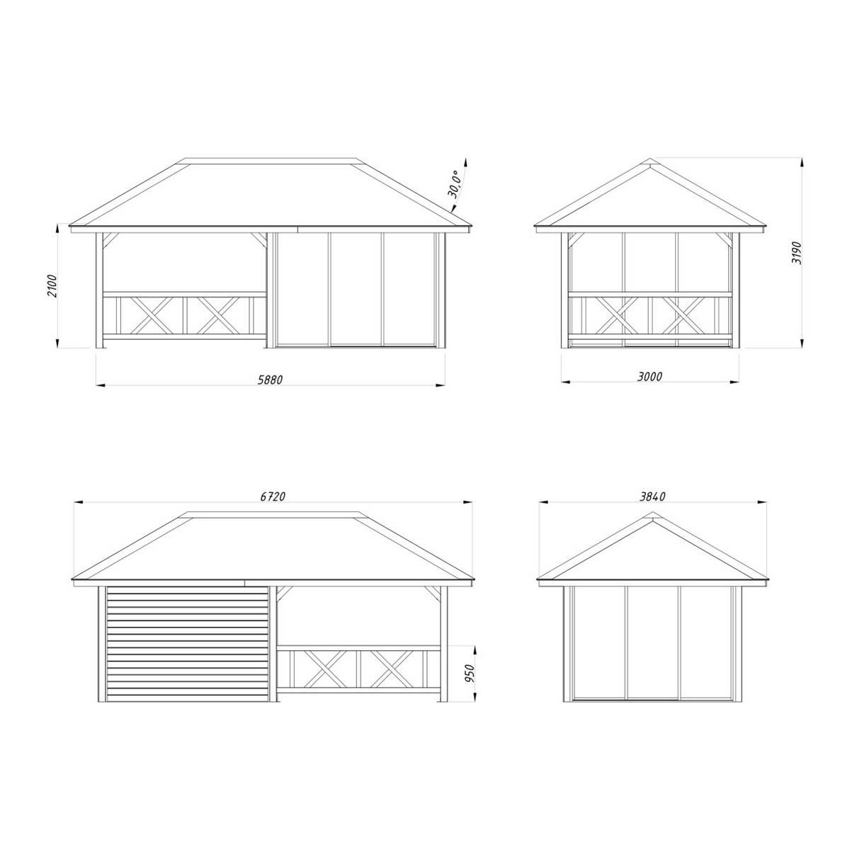 Hagestue Palmako Bianca 16,6 m2 Sett 204 Slide