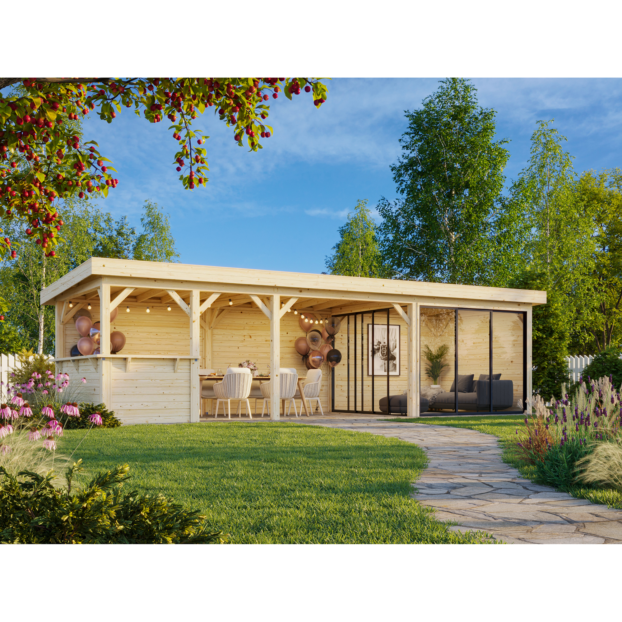 Hagestue Palmako Lenna 24,9 m2 Set 415 Slide