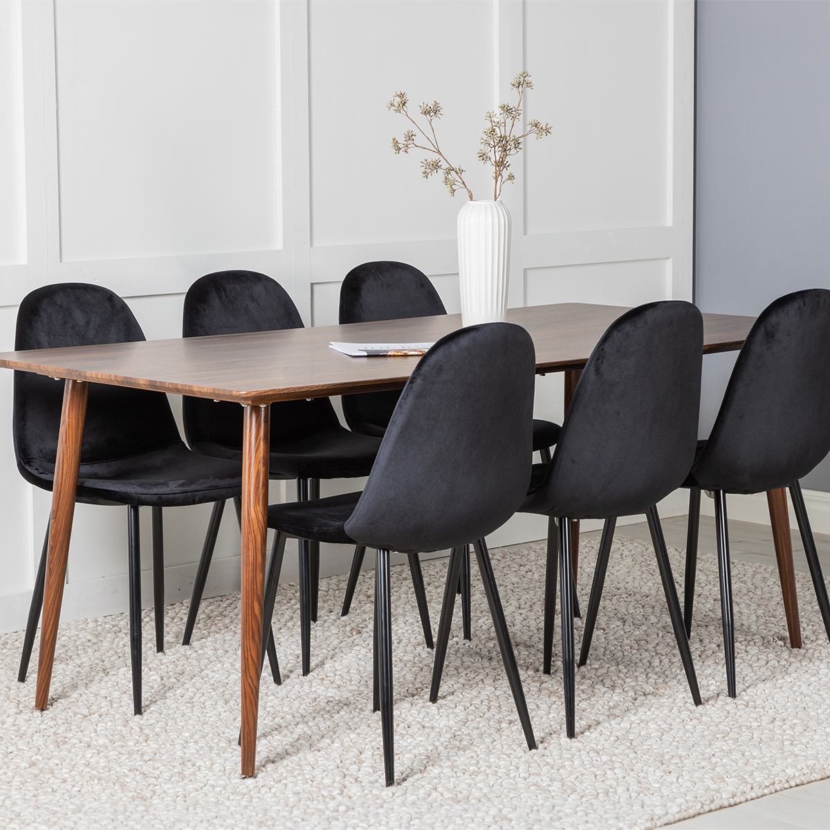 Spisegruppe Venture Home Pobbie med 6 Stoler Fløyel