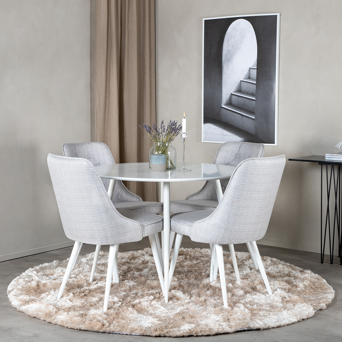 Spisegruppe Venture Home Plake med 4 Vera Stoler Polyester Rundt