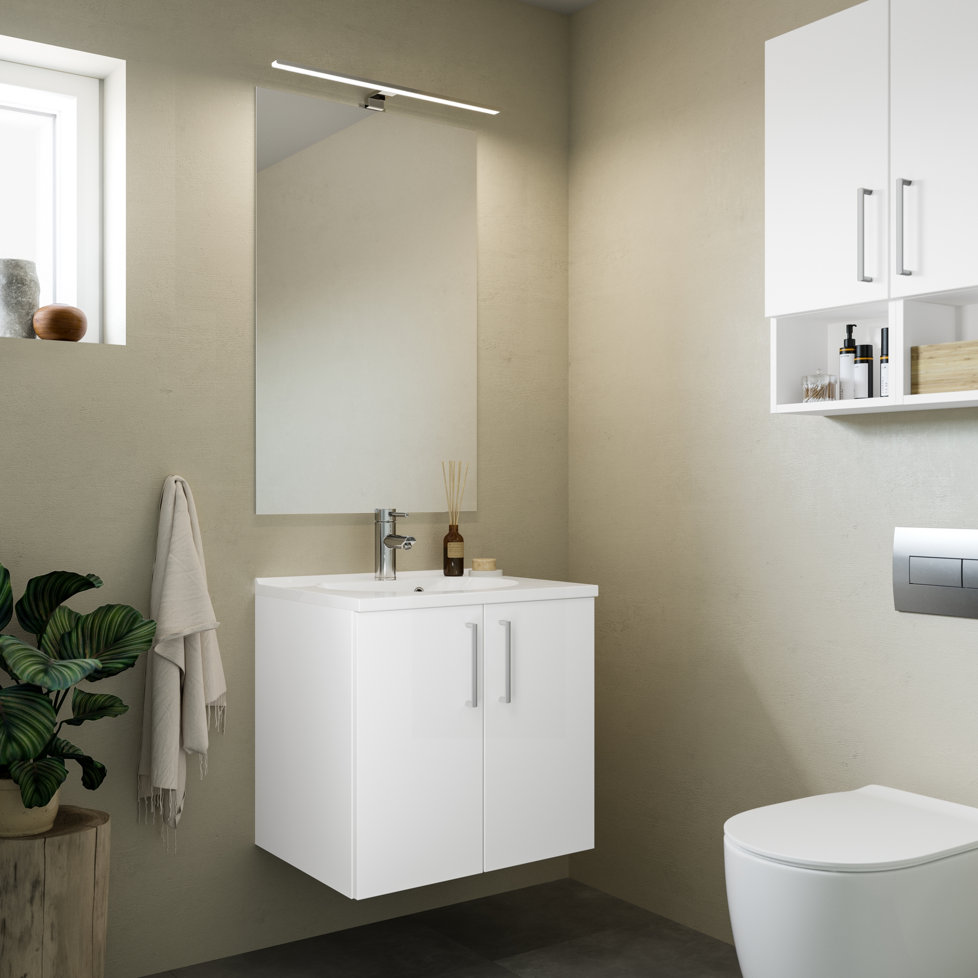 Servantskap FOSSBAD Badinett B60 med Evermite Mineralservant