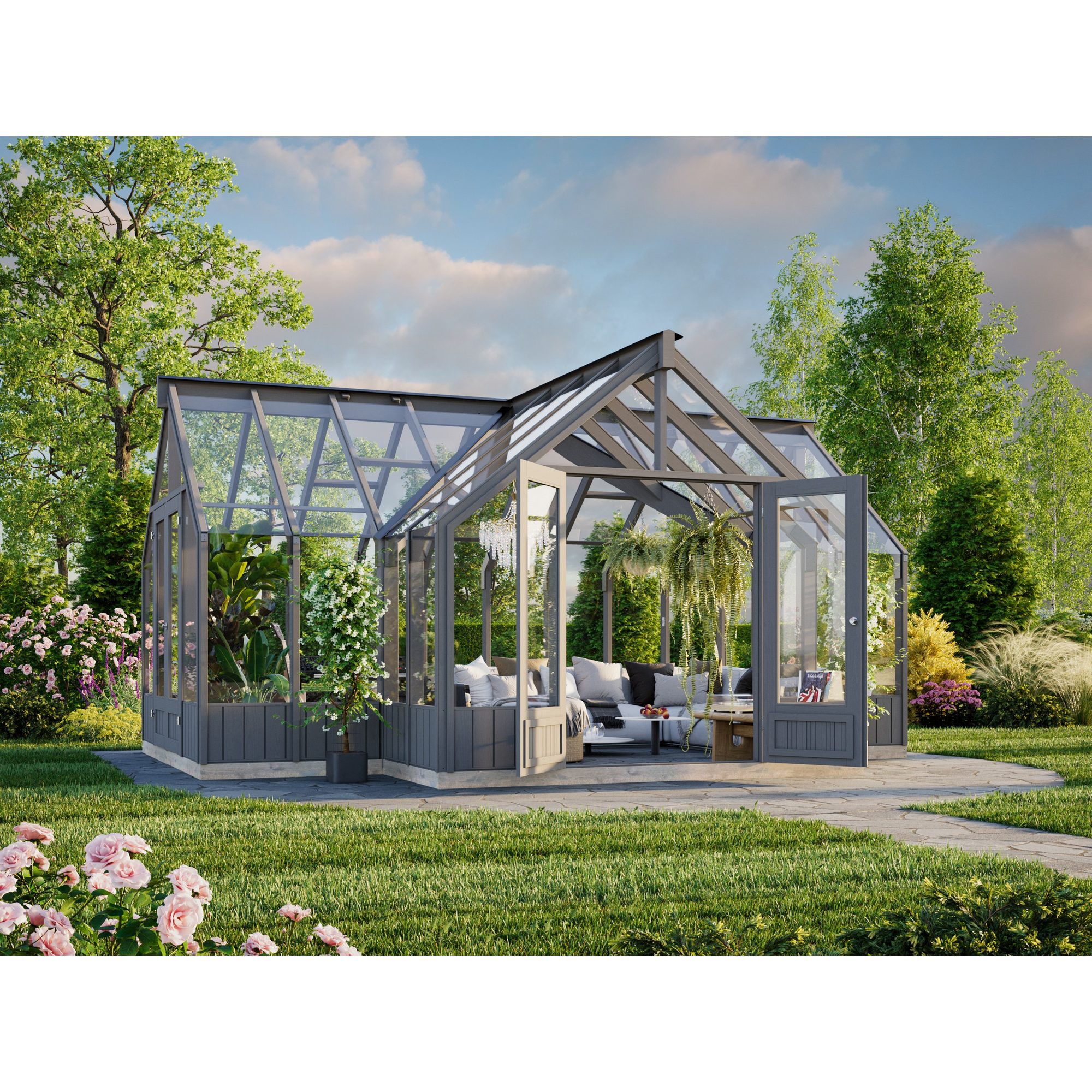 Drivhus Palmako Emilia 19,1 M2 Gråmalt