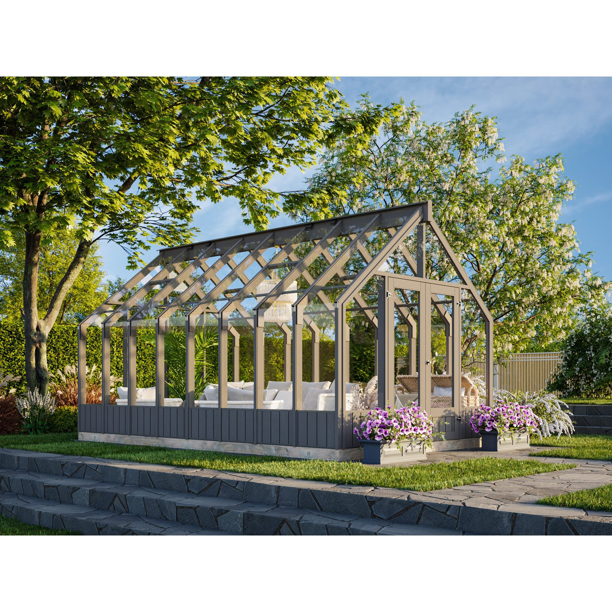 Drivhus Palmako Emilia 13,8 M2 Gråmalt