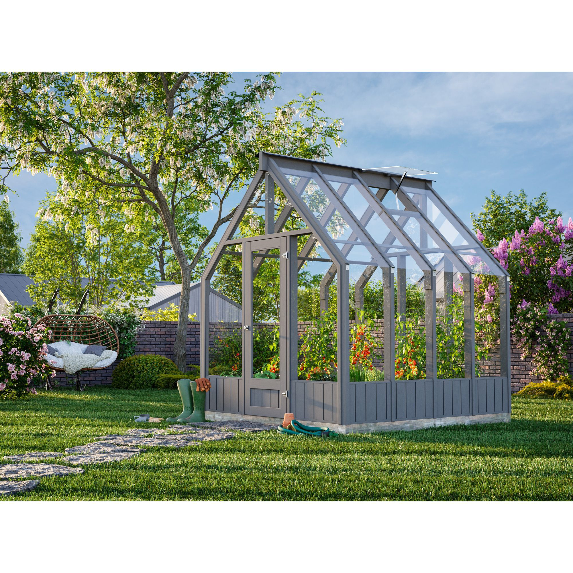 Drivhus Palmako Emilia 5,4 M2 Gråmalt