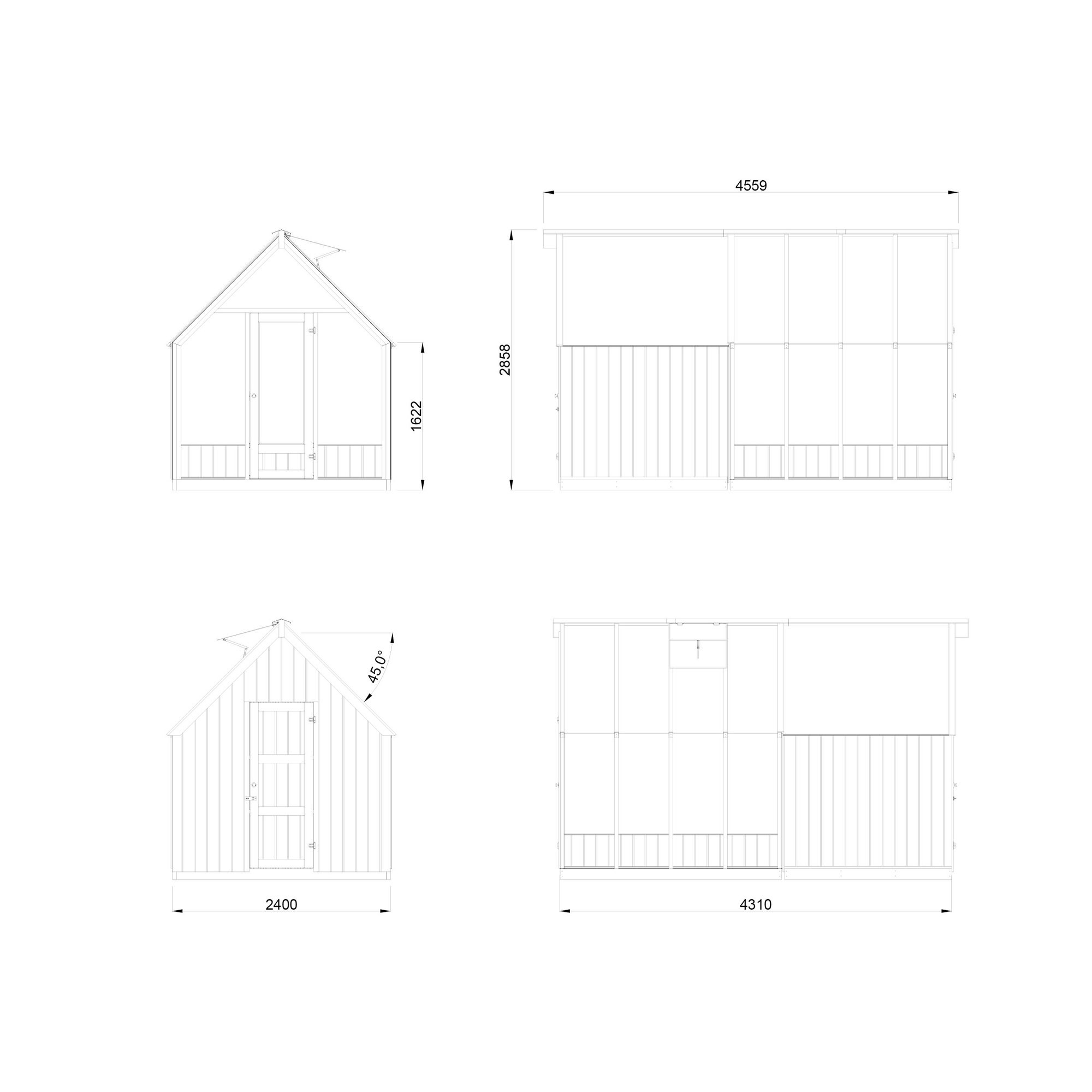 Drivhus Palmako Emilia 10,2 m² (inv. 5,4+4,0 m²)