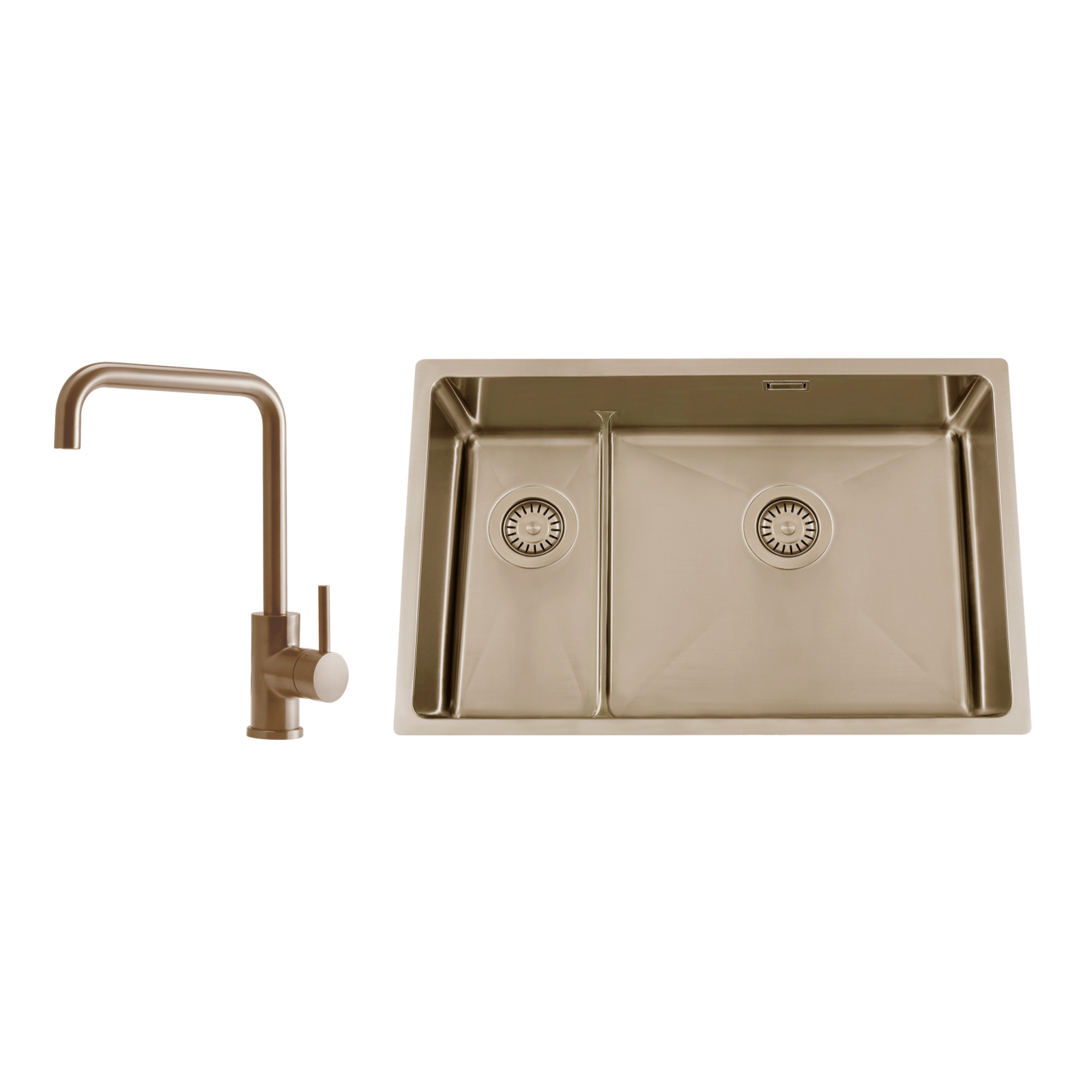 Kjøkkenvask Nordic Tech Titan 73 KHX Nickel med Kjøkkenbatteri Steel Square