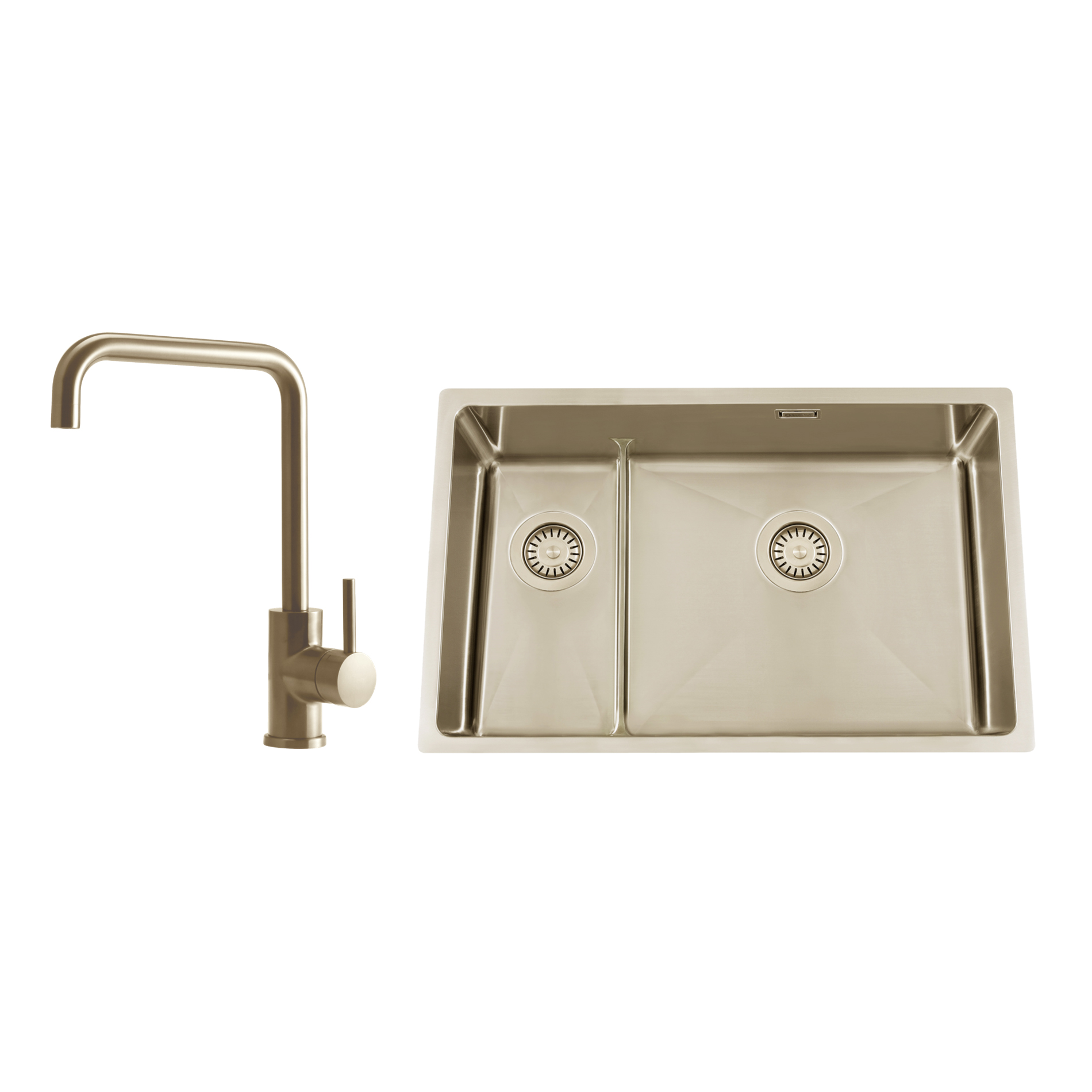 Kjøkkenvask Nordic Tech Titan 73 KHX Nickel med Kjøkkenbatteri Steel Square