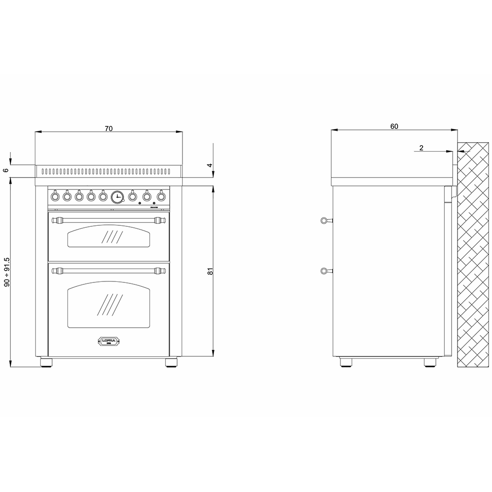 Komfyr Lofra Dolce Vita 70 cm 2 Ovner Induksjon