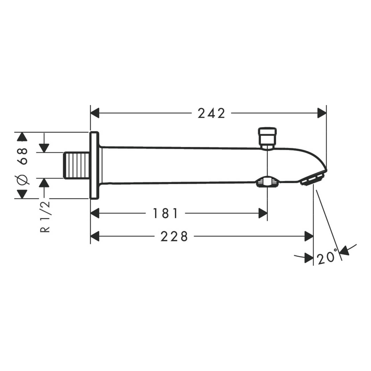 Utloppspip Hansgrohe med Omkastare