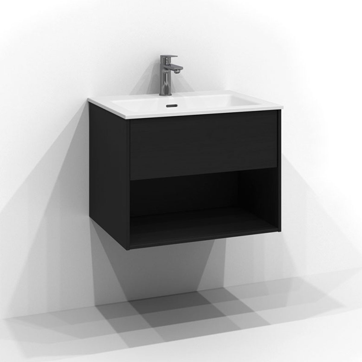 tvättställsskåp svedbergs epos 60x45 med 1 låda och öppen förvaring